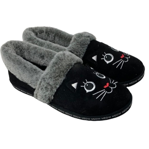 Skechers Shoes - Skechers Bobs Women's Too Cozy Meow Pajamas Black Slippers-Size 10 NWT